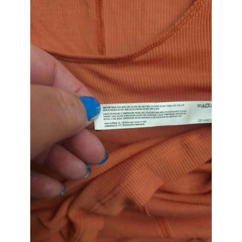Free People FP Movement Ribbed Cutout Long Sleeve Top Rust Orange Womens Medium